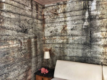 Fototapete Betonoptik, tapeziert auf allen Wänden eine Schlafzimmers